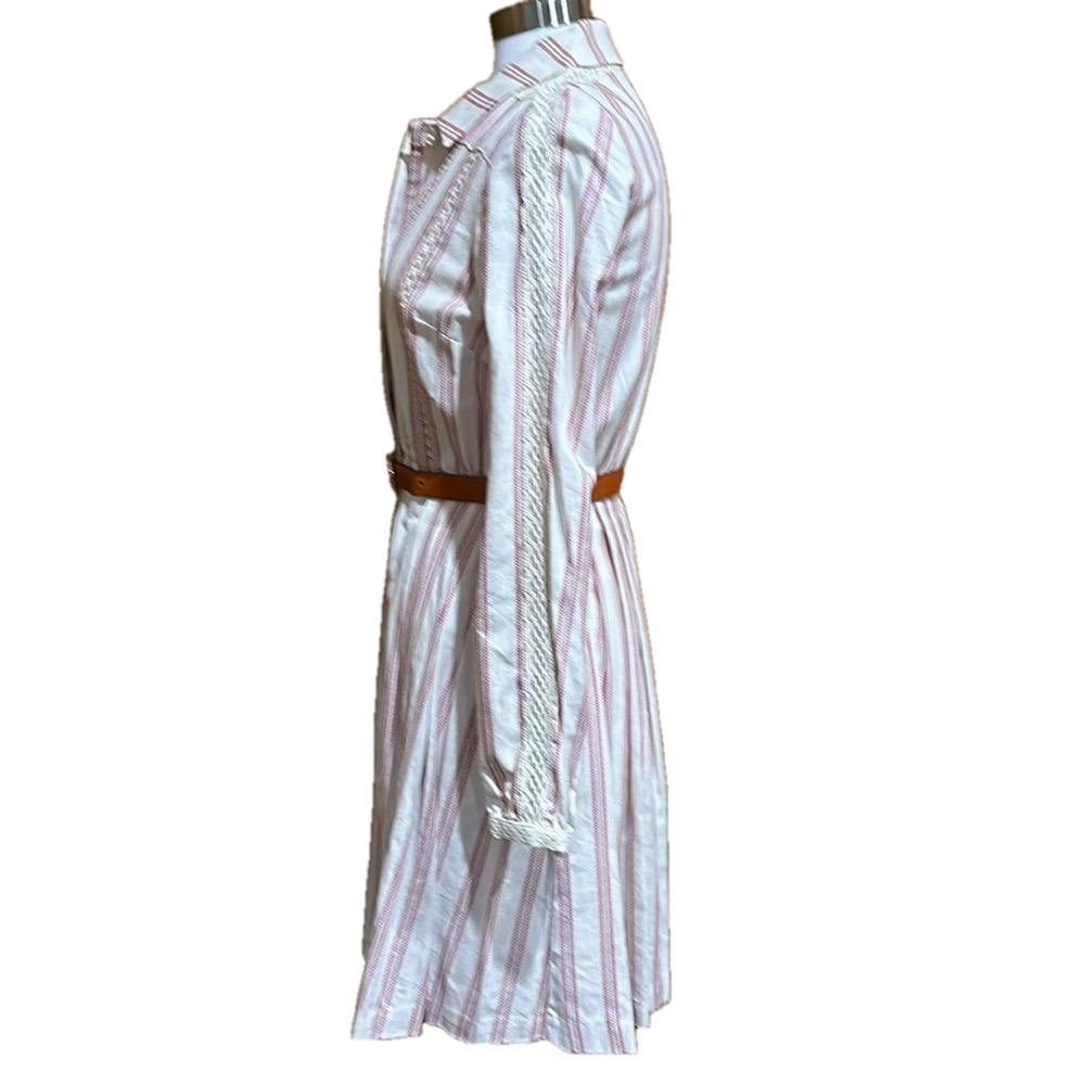 A Loves A Women's Striped Shirt Dress Size S Maroon Cream Knee Length - EUC - Picture 3 of 11